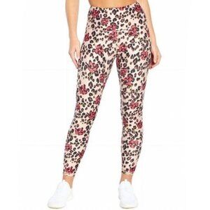 Wildfox Sweat Coral Leopard Print Floral High Waisted Leggings Women's XL